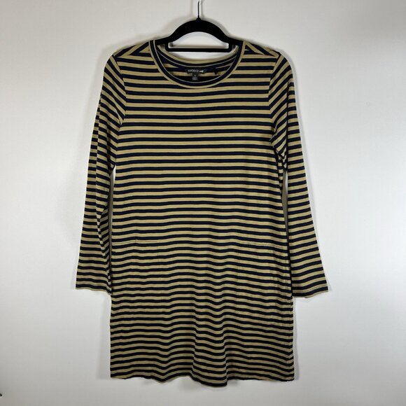 Toad&Co Windmere Sand Beach Stripe Organic Cotton Tencel Long Sleeve Dress Small - Picture 2 of 10